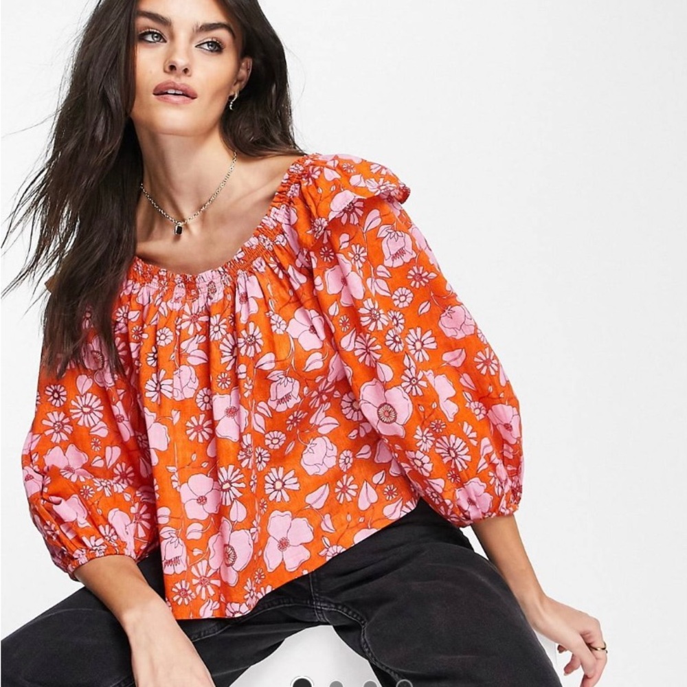 Free People Miss Daisy floral printed smock blouse